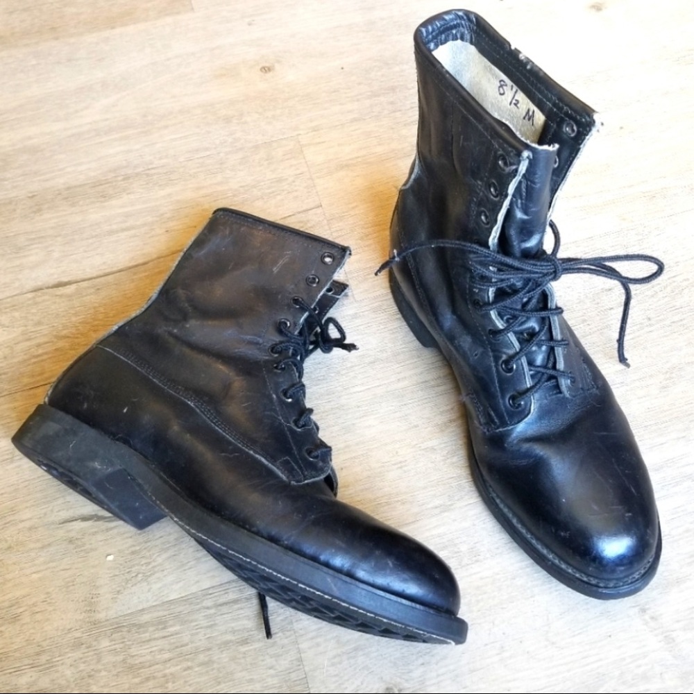 Vintage genuine leather combat boots